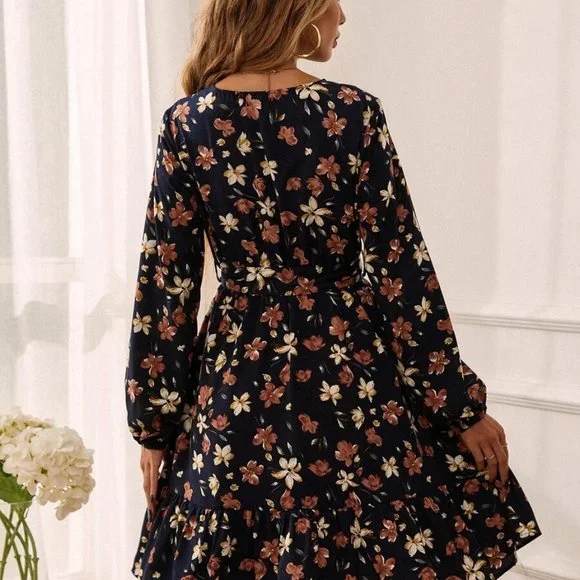 Boho Dainty Fall Floral Dress - Picture 5 of 11